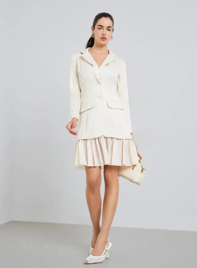 Notch Lapel Blazer Mini Dress Black – image 3