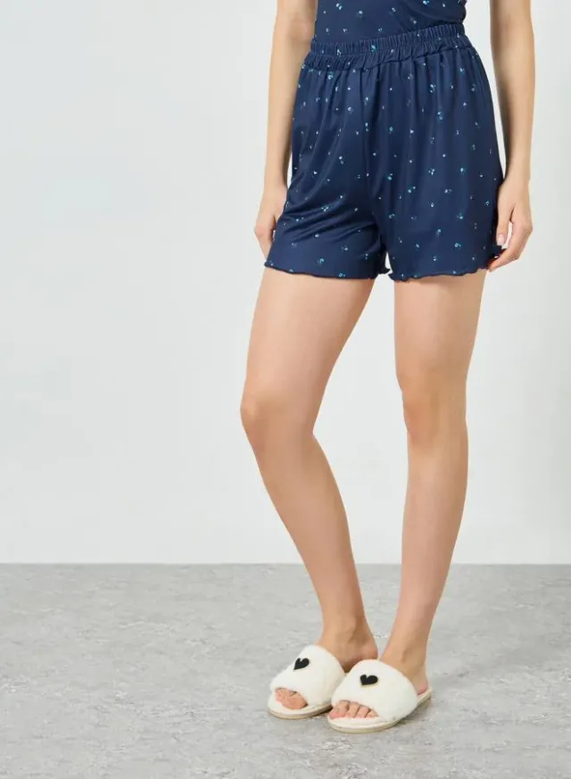 Satin Heart Print Cami and Shorts Nightwear Set for Women – image 5