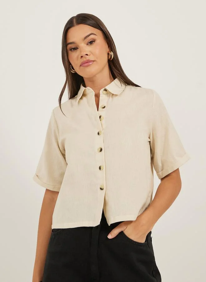 Boxy Fit Dropped Shoulder Shirt Cream