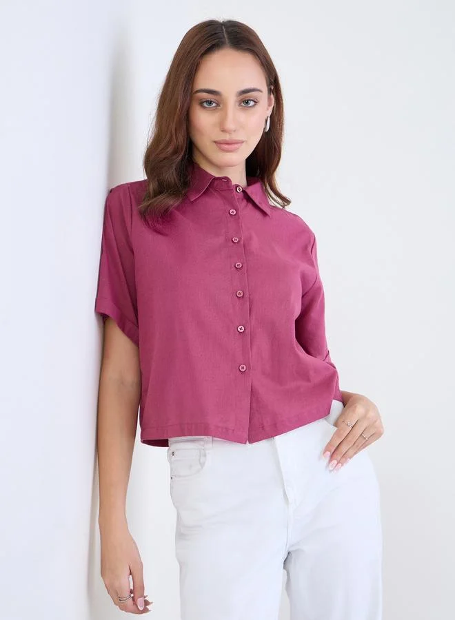Boxy Dropped Shoulder Shirt Pink