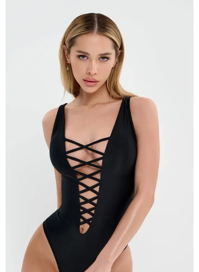 Deep V-Neck Halter Monokini with Adjustable Side Ties for Women – image 7