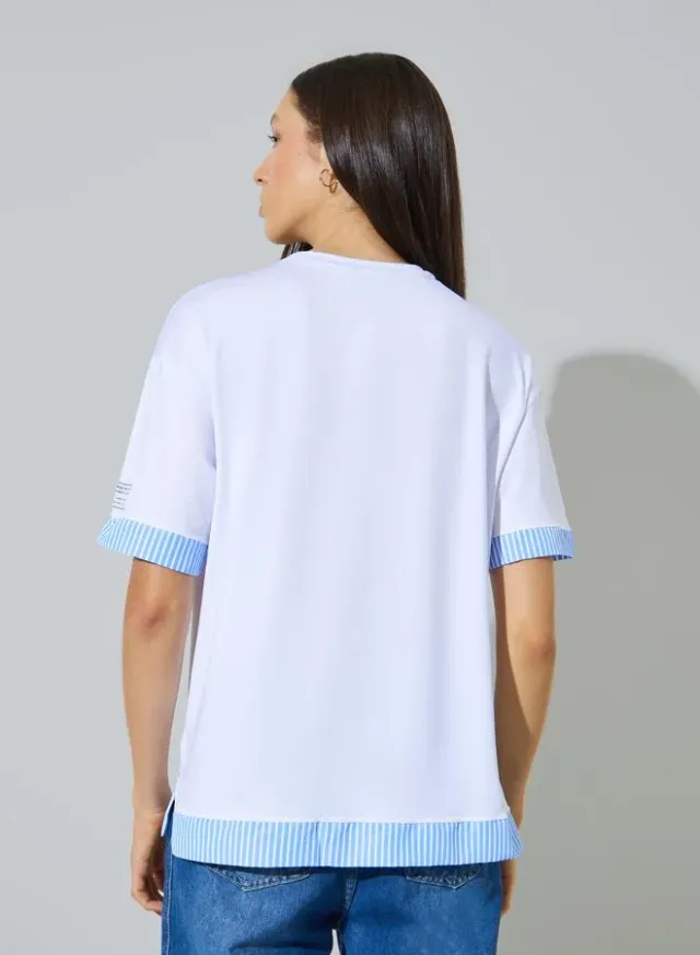 Ribbed Side Slit T-Shirt Grey – image 4