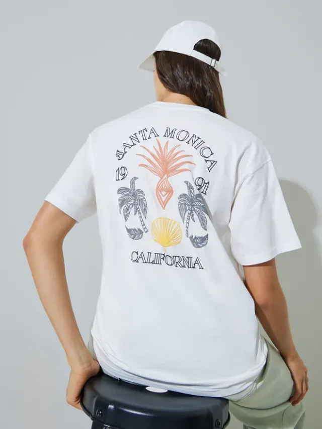 Women's Flocked Oversized T-Shirt Beige