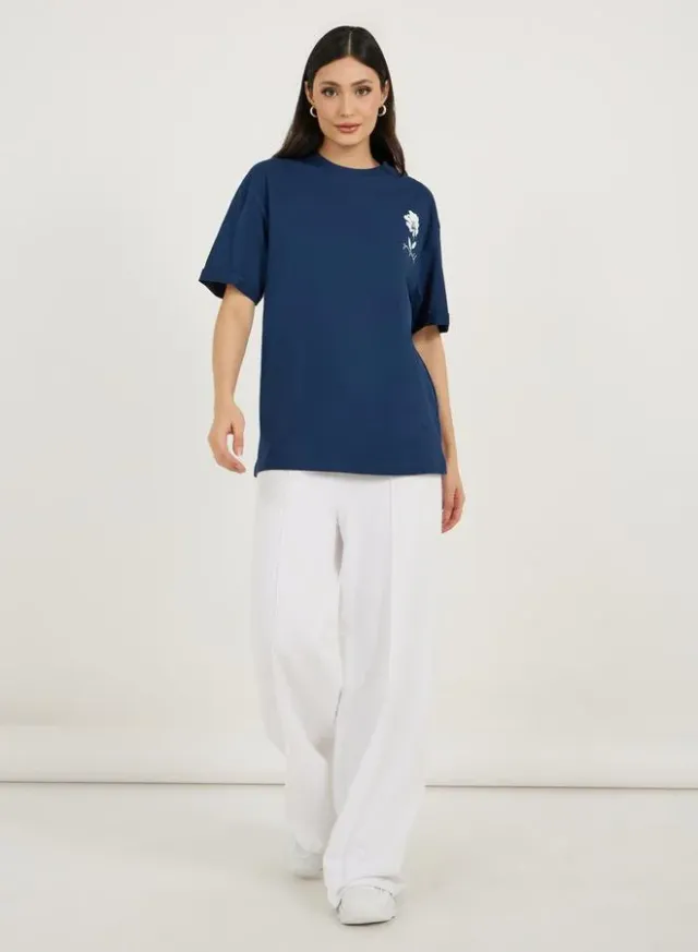 Women's Flocked Oversized T-Shirt Beige – image 2