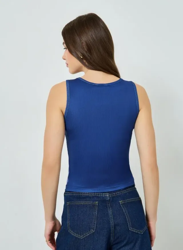 Floral Ribbed Fitted Tank Purple – image 5