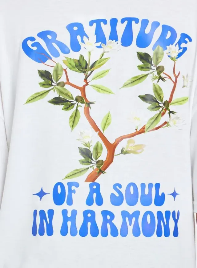 Ruched Graphic T-Shirt Grey – image 5