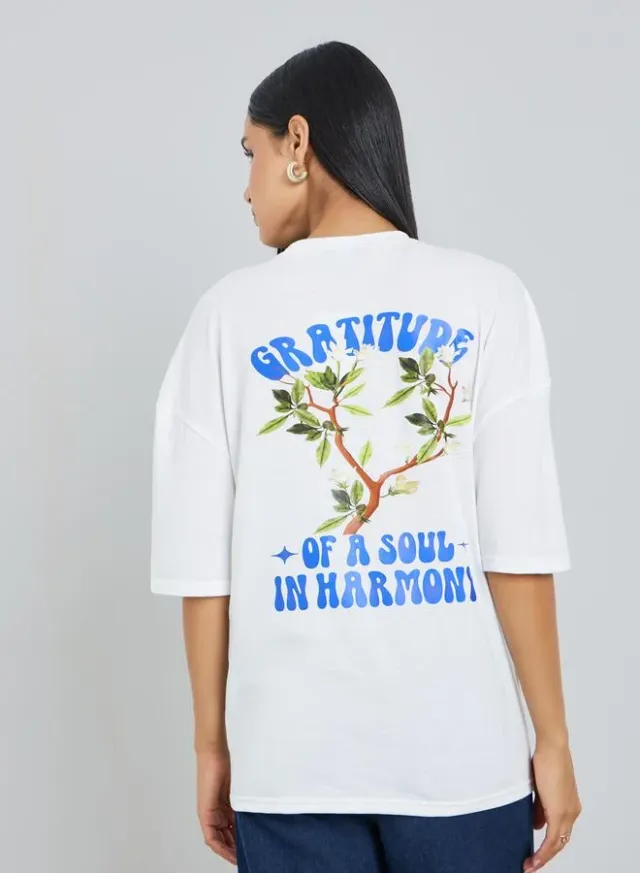 Ruched Graphic T-Shirt Grey – image 6