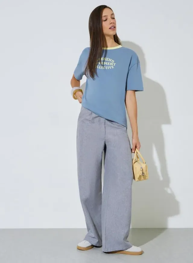 Oversized Slogan Print T-Shirt Black – image 2