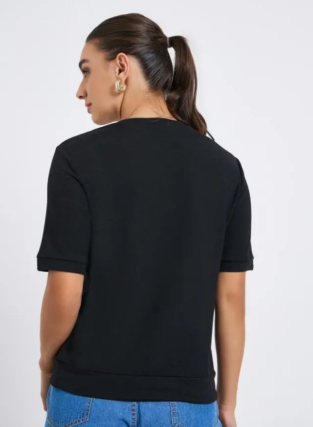Overlock Stitch Cotton T-Shirt Cream – image 5