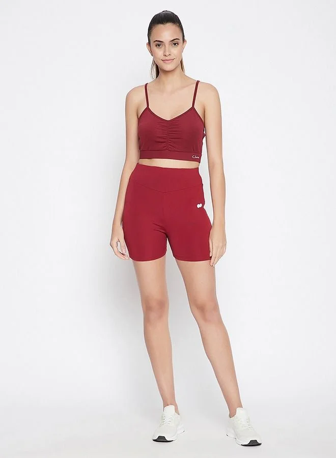 Clovia Pretty Florals Cotton Boxer Shorts Burgundy