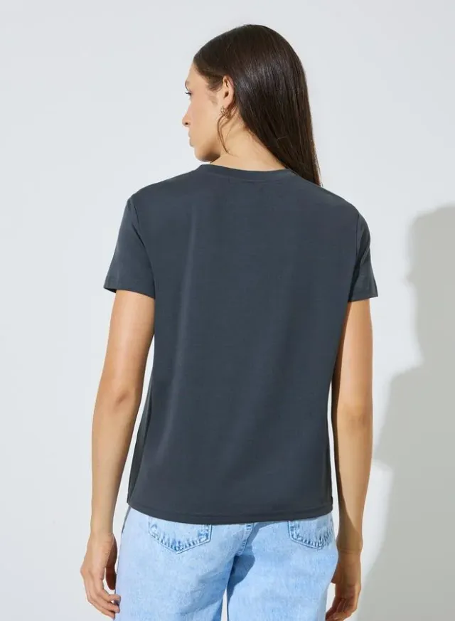 Women's Beige Knitted Short Sleeve T-Shirt (Polyester Blend) – image 4