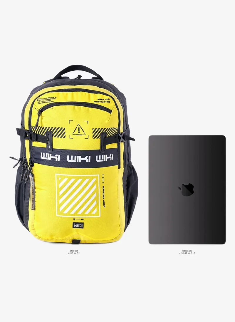 Yellow 3-Compartment Backpack with Padded Back and Adjustable Straps