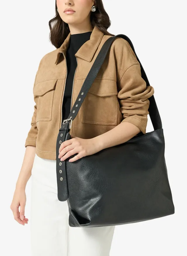 Ella Brown Solid Slouch Tote Bag for Women – image 6