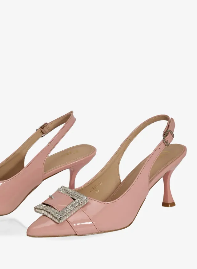Diamante Buckle Slingback Pumps – image 4