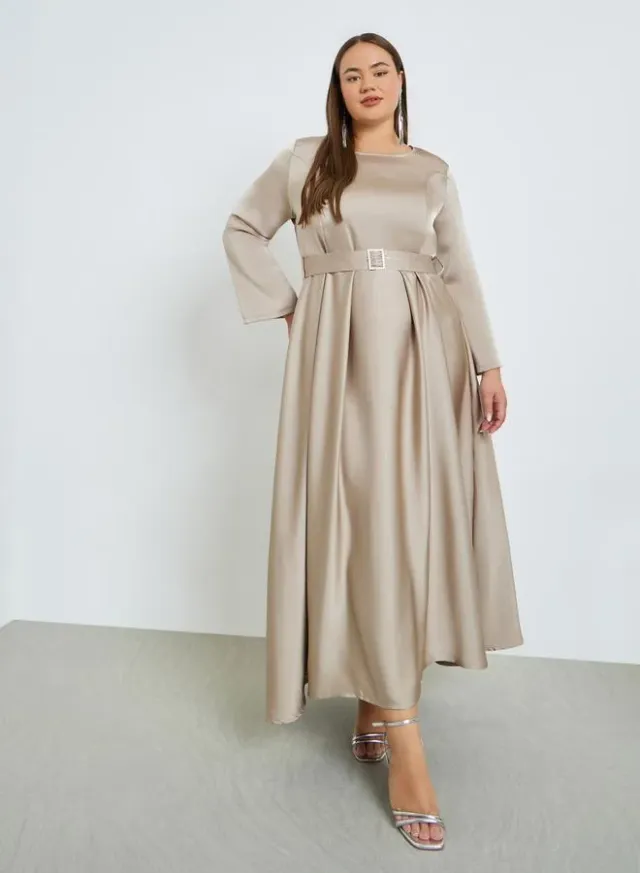 Plus Size Lace A-Line Maxi Dress Burgundy – image 3