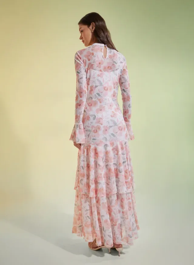 Ruffled Balloon Sleeve Maxi Dress Purple – image 3