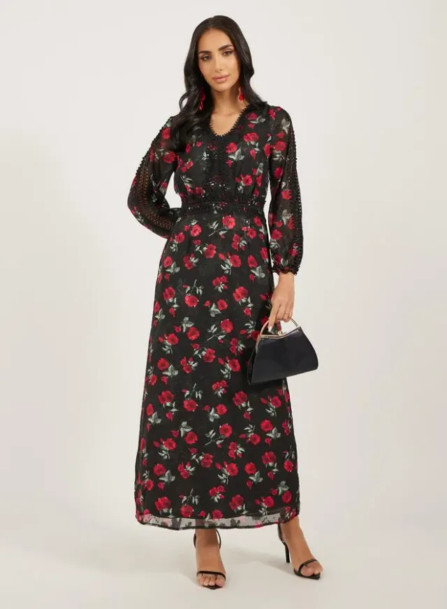 Red Tulle A-Line Maxi Dress with Sweetheart Neck and Ruched Bodice