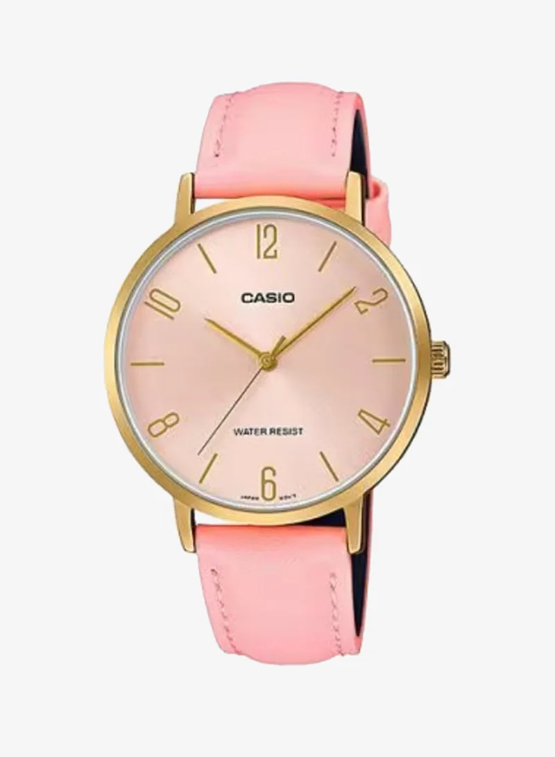 Women's Leather Analog Watch LTP-VT01L-4BUDF - 34 mm