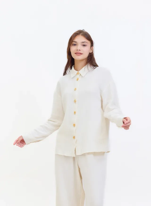 Hassal Women's Collared Button-Down 2-Piece Set (Top + Bottom) – image 2