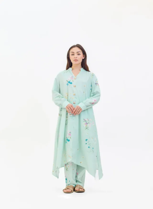 Floral Print Two Piece Suit Mint