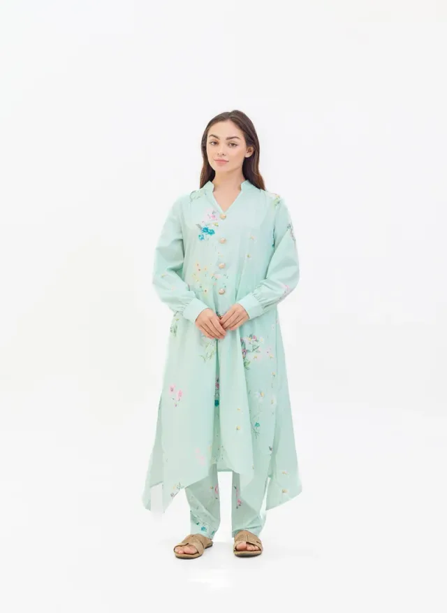 Floral Print Two Piece Suit Mint – image 2