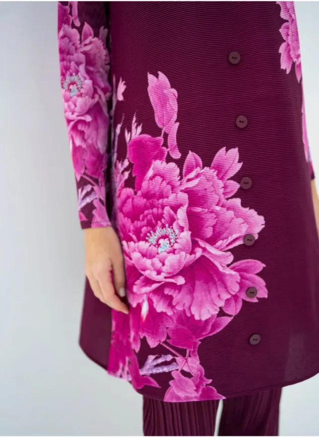 Floral Print Shirt & High Waist Pants Set – image 4