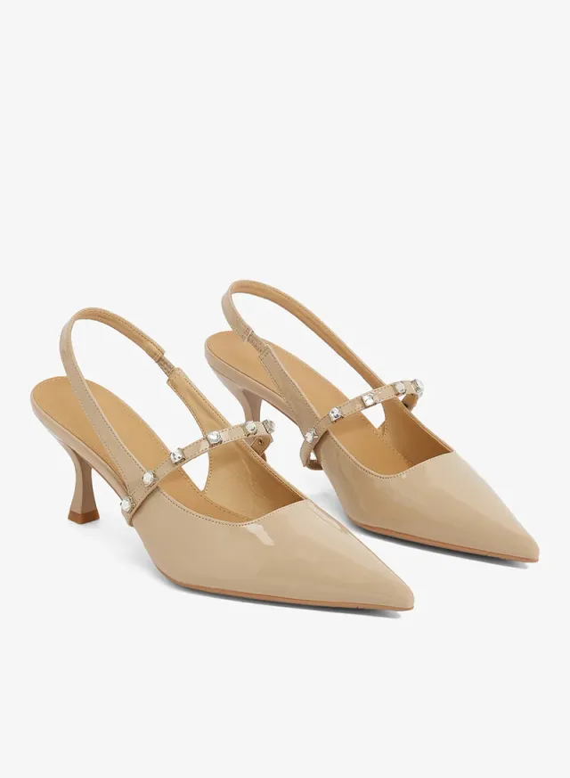 Ella Women's White Mid Heel Slingback Pumps - Size 40 – image 4