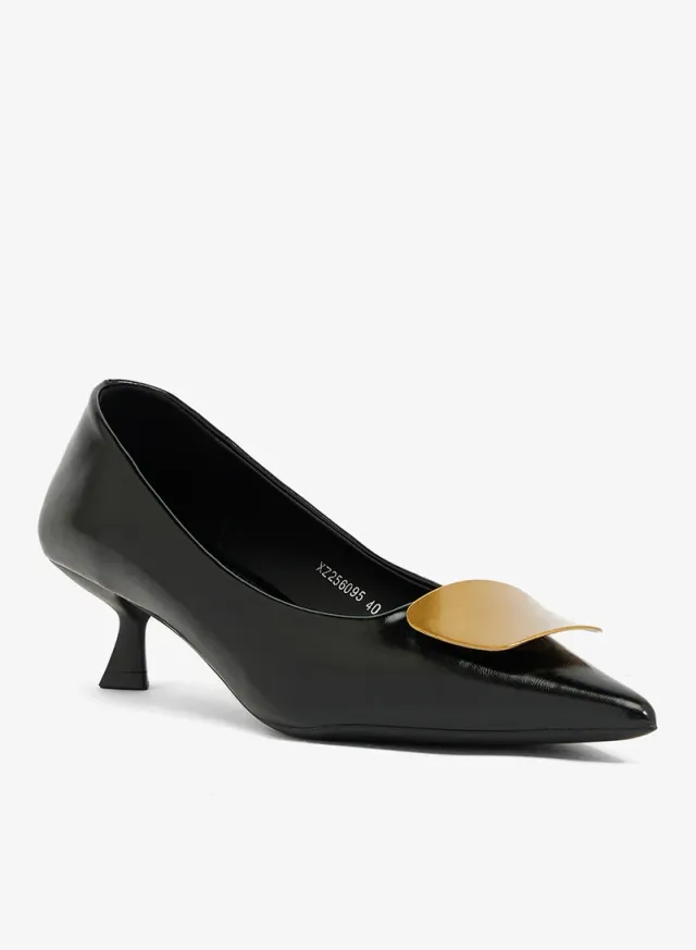 Ella White Low Heel Kitten Pumps - Slip On – image 2