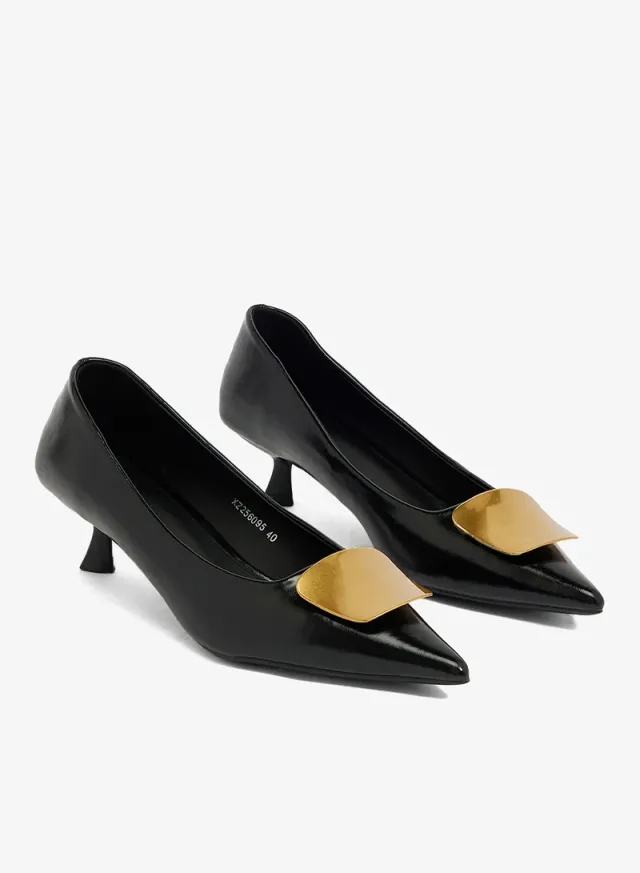 Ella White Low Heel Kitten Pumps - Slip On – image 4
