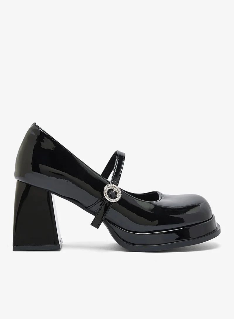 Platform Chunky High Heel Mary Janes Black