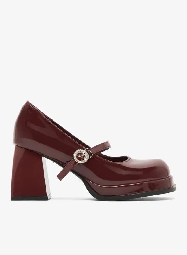 Black Platform High Heel Mary Janes with Buckle Strap Detail – image 4