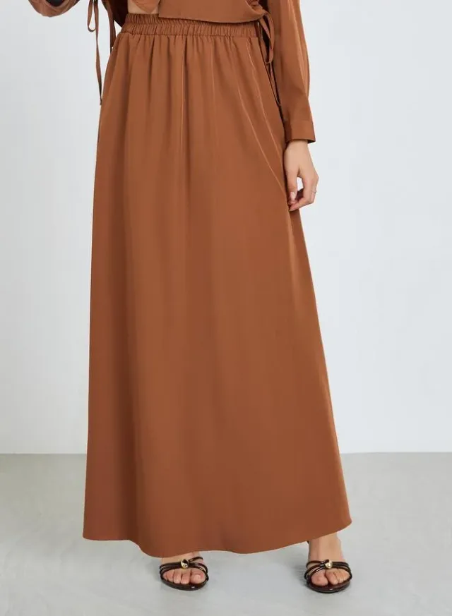 Floral Print Open Collar Top & Pants Set, Rust – image 5