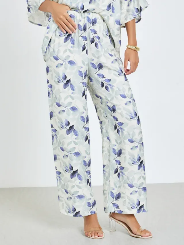 Off-White Printed Viscose Blend Shirt and Pants Co-Ords for Women – image 4