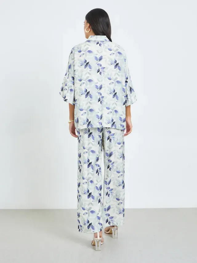 Off-White Printed Viscose Blend Shirt and Pants Co-Ords for Women – image 6