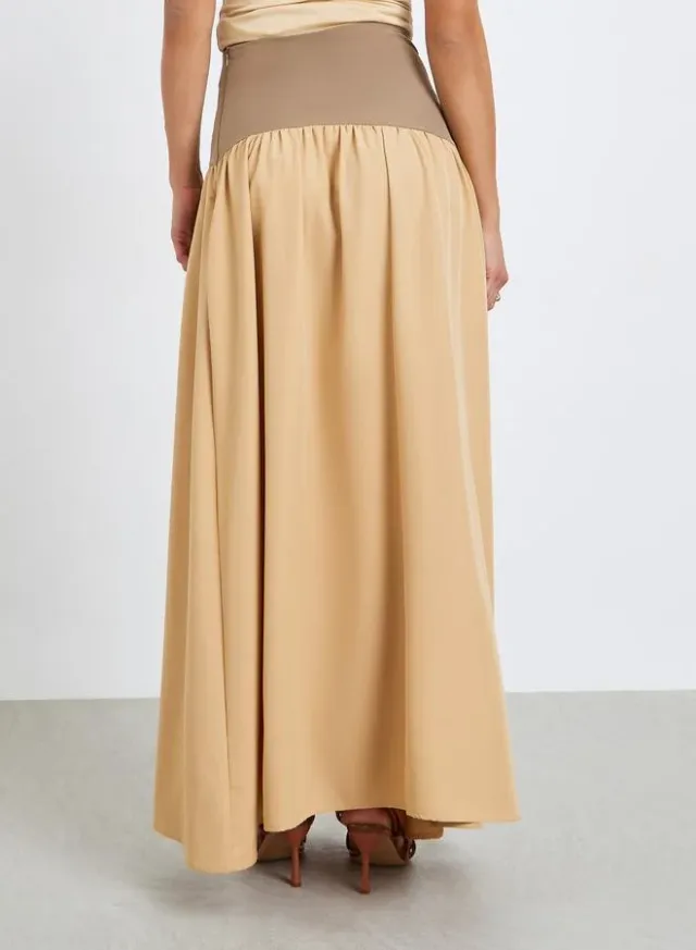 Pleated Maxi Skirt Brown – image 4