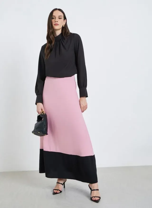 Pleated Maxi Skirt Brown – image 5