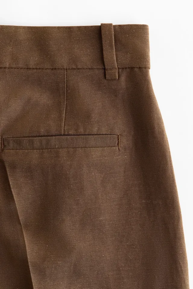 Oversized High-Rise Linen-Blend Shorts - Khaki Green – image 5