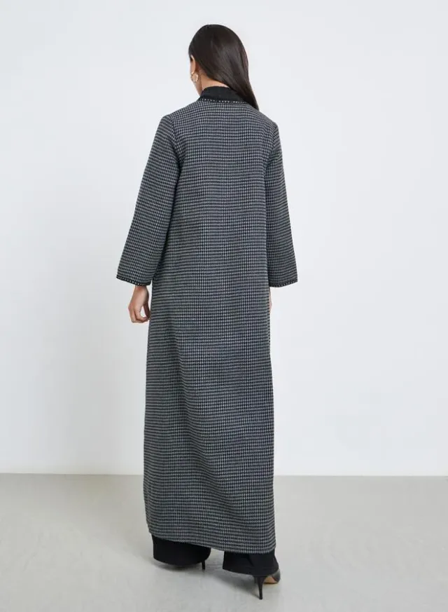 Women's Striped Polyester Abaya with V Neck and Long Sleeves – image 4