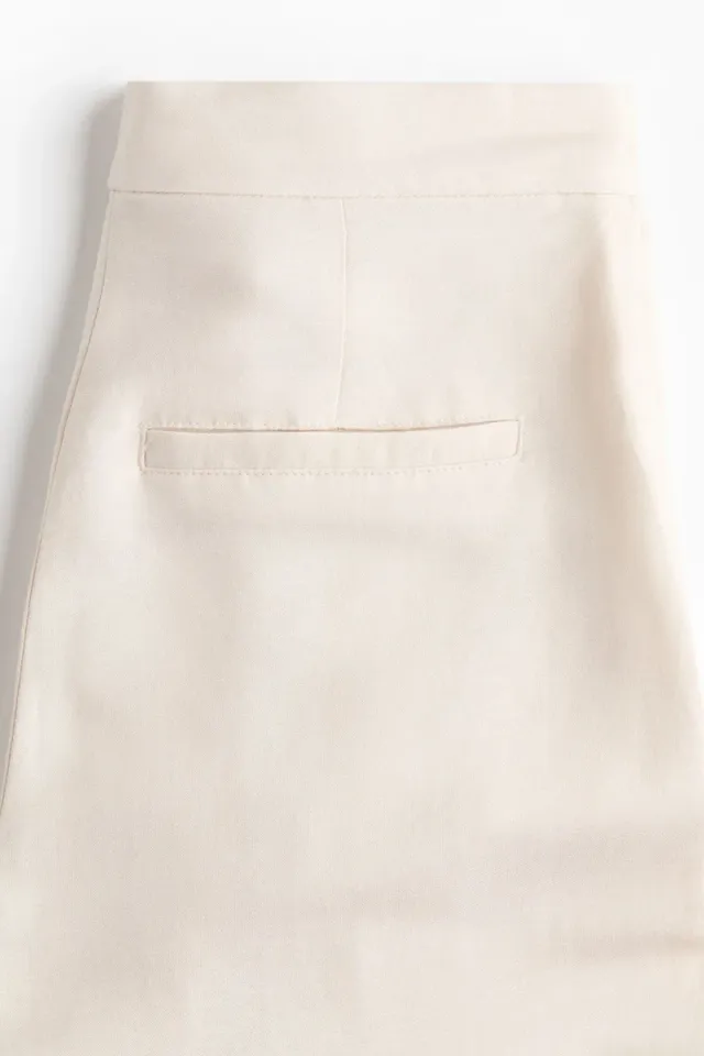 Beige Linen-Blend High-Rise Barrel Trousers for Women – image 4