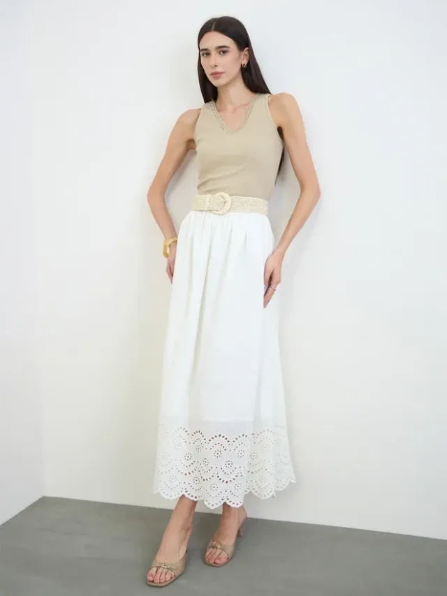 Embroidered Maxi Skirt Black