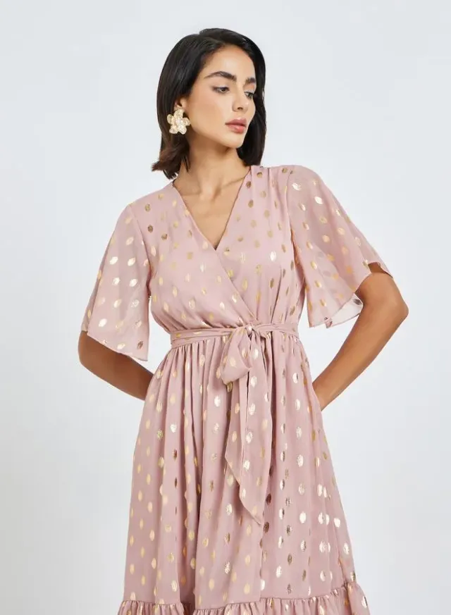 Women's Floral Balloon Sleeve Midi Dress Green – image 2
