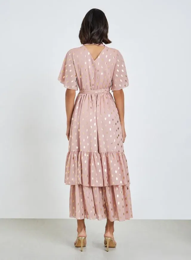 Women's Floral Balloon Sleeve Midi Dress Green – image 3