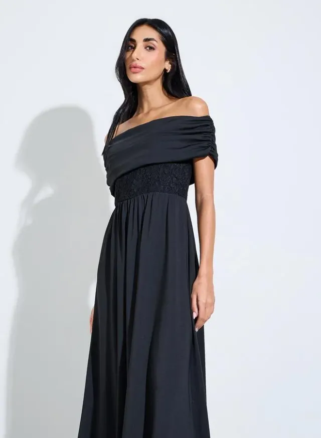 Off Shoulder Floral Maxi Dress White – image 2