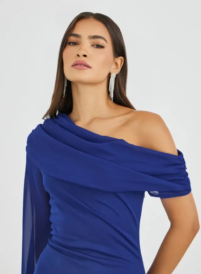 Floral One-Shoulder Maxi Dress Brown – image 4