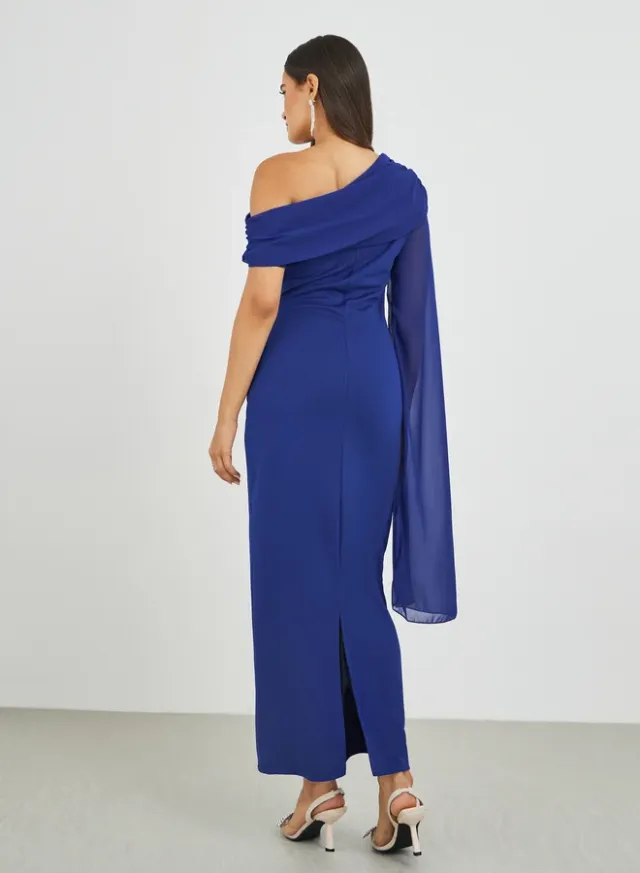 Floral One-Shoulder Maxi Dress Brown – image 5