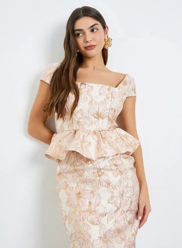 Women's Floral Frill Sleeve Sheath Midi Dress – image 2