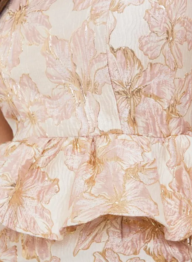 Women's Floral Frill Sleeve Sheath Midi Dress – image 4