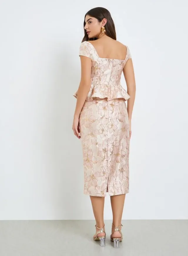 Women's Floral Frill Sleeve Sheath Midi Dress – image 5