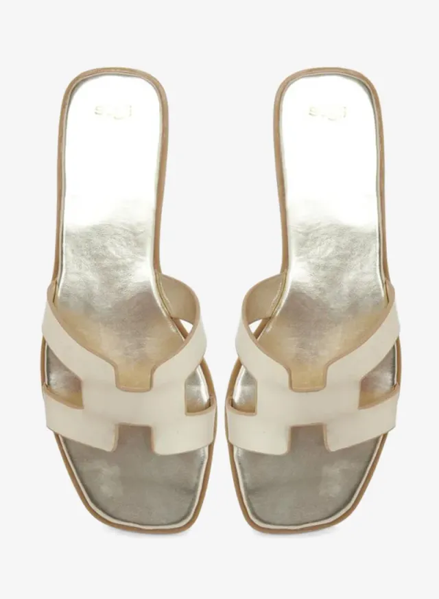 Buckle Detail Flat Sandals Khaki – image 5