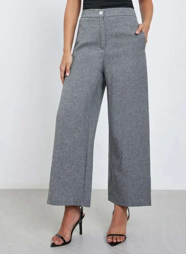 Double Gauze Wide Leg Pants Brown – image 2